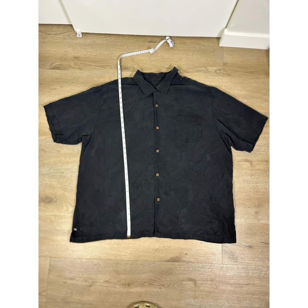 Tommy Bahama Silk Button Down Black Jacquard Tropical Men 3XL
